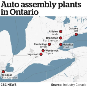 map of auto assembly plants in ontario